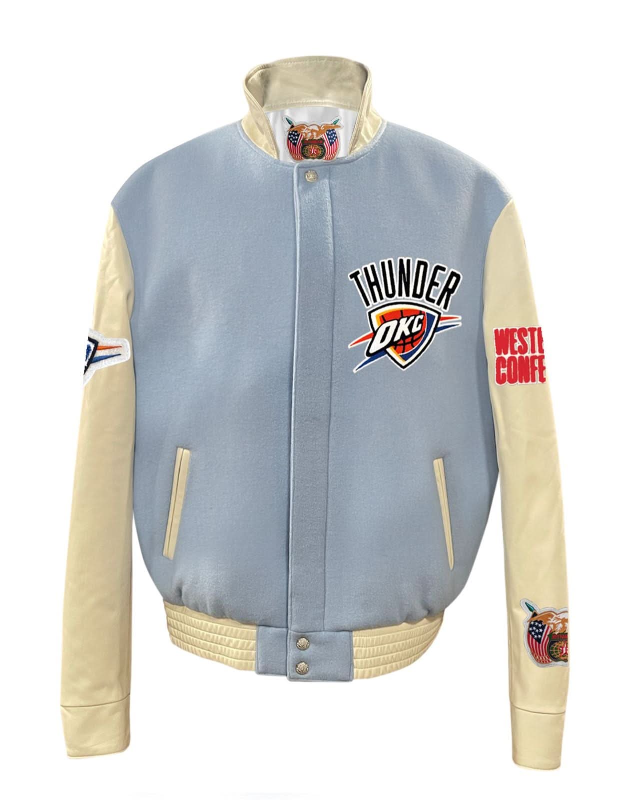 Oklahoma City Thunder Wool & Leather Varsity Jacket - Image 7