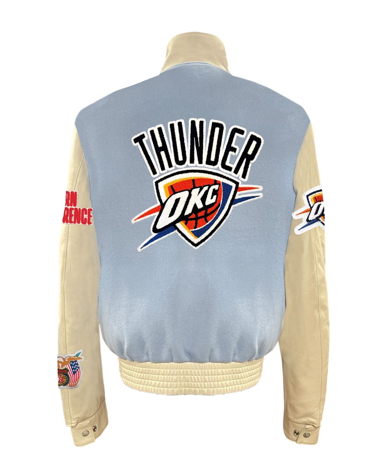 Oklahoma City Thunder Wool & Leather Varsity Jacket - Image 8