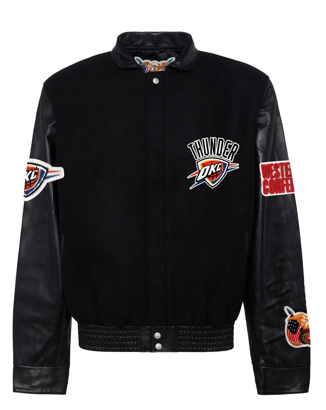 Oklahoma City Thunder Wool & Leather Varsity Jacket - Image 9