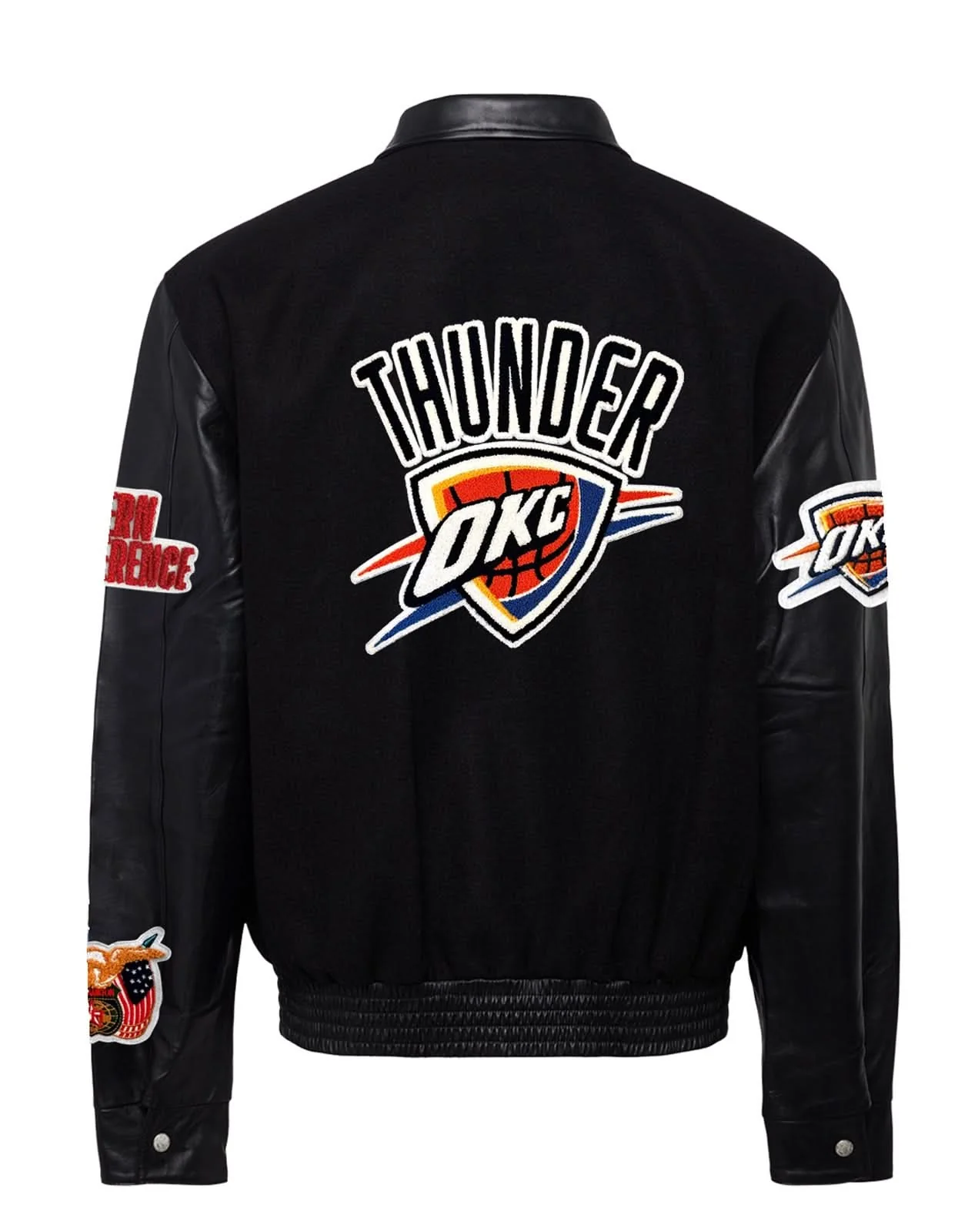 Oklahoma City Thunder Wool & Leather Varsity Jacket - Image 10