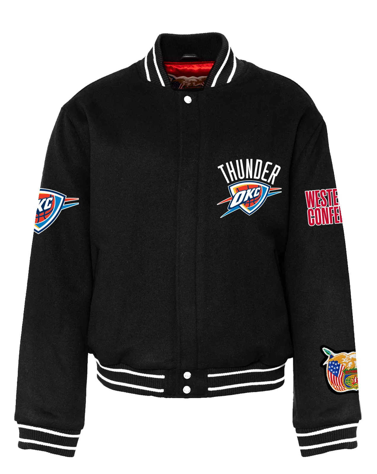 OKLAHOMA CITY THUNDER WOOL VARSITY JACKET BLACK - Image 2