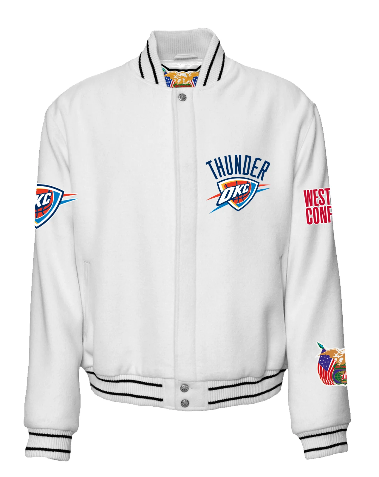 OKLAHOMA CITY THUNDER WOOL VARSITY JACKET WHITE - Image 2