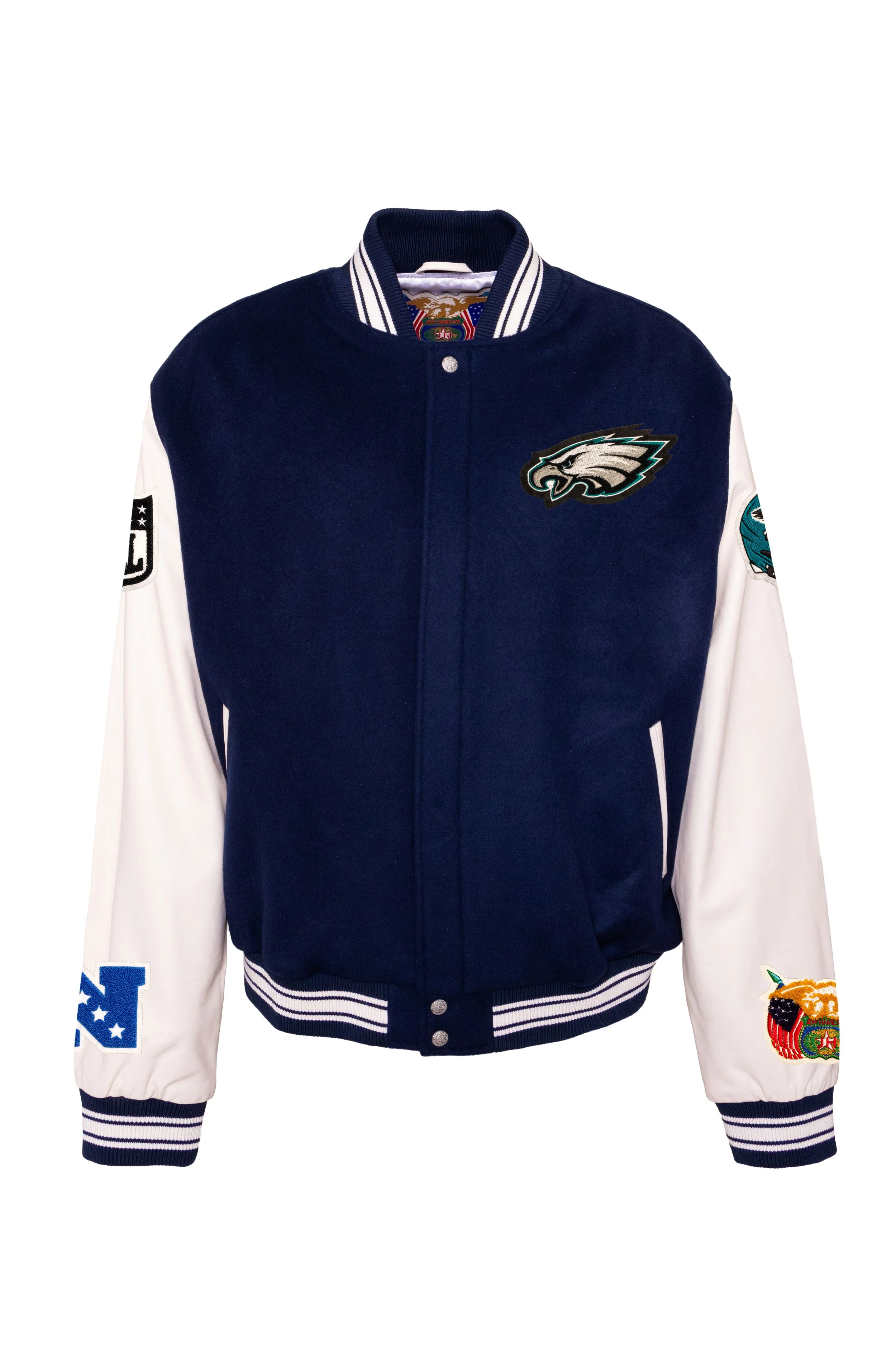 Philadelphia Eagles Wool & Leather Varsity Jacket NAVY/White - AR