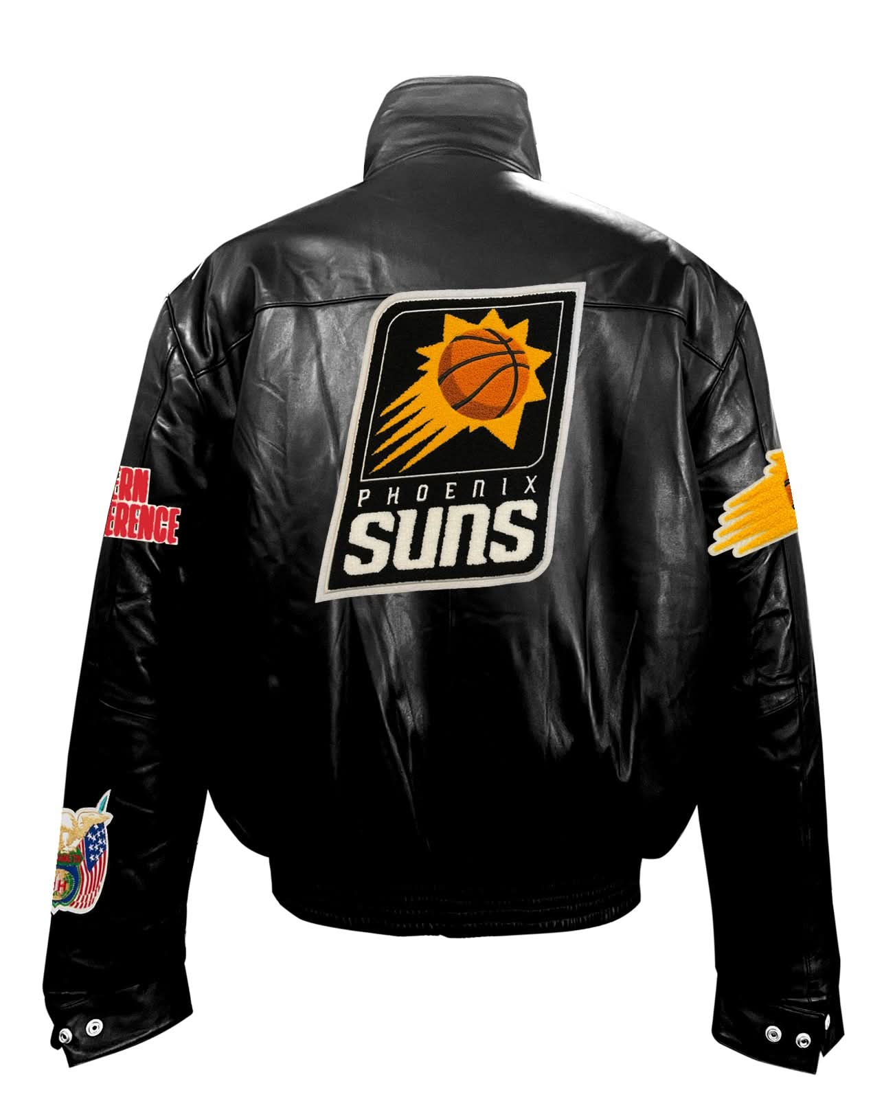 Phoenix Suns Full Leather Puffer Jacket Black