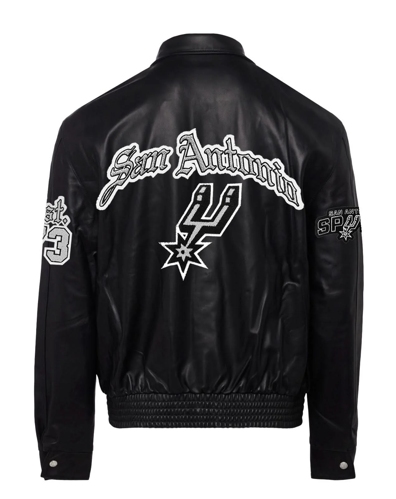 San Antonio Spurs Full Leather Old English Jacket Black