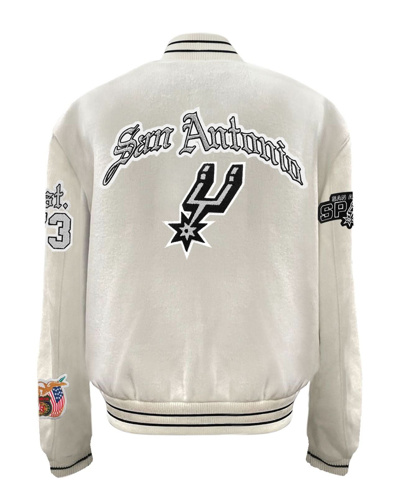 San Antonio Spurs Wool Old English Varsity Jacket White - Image 2