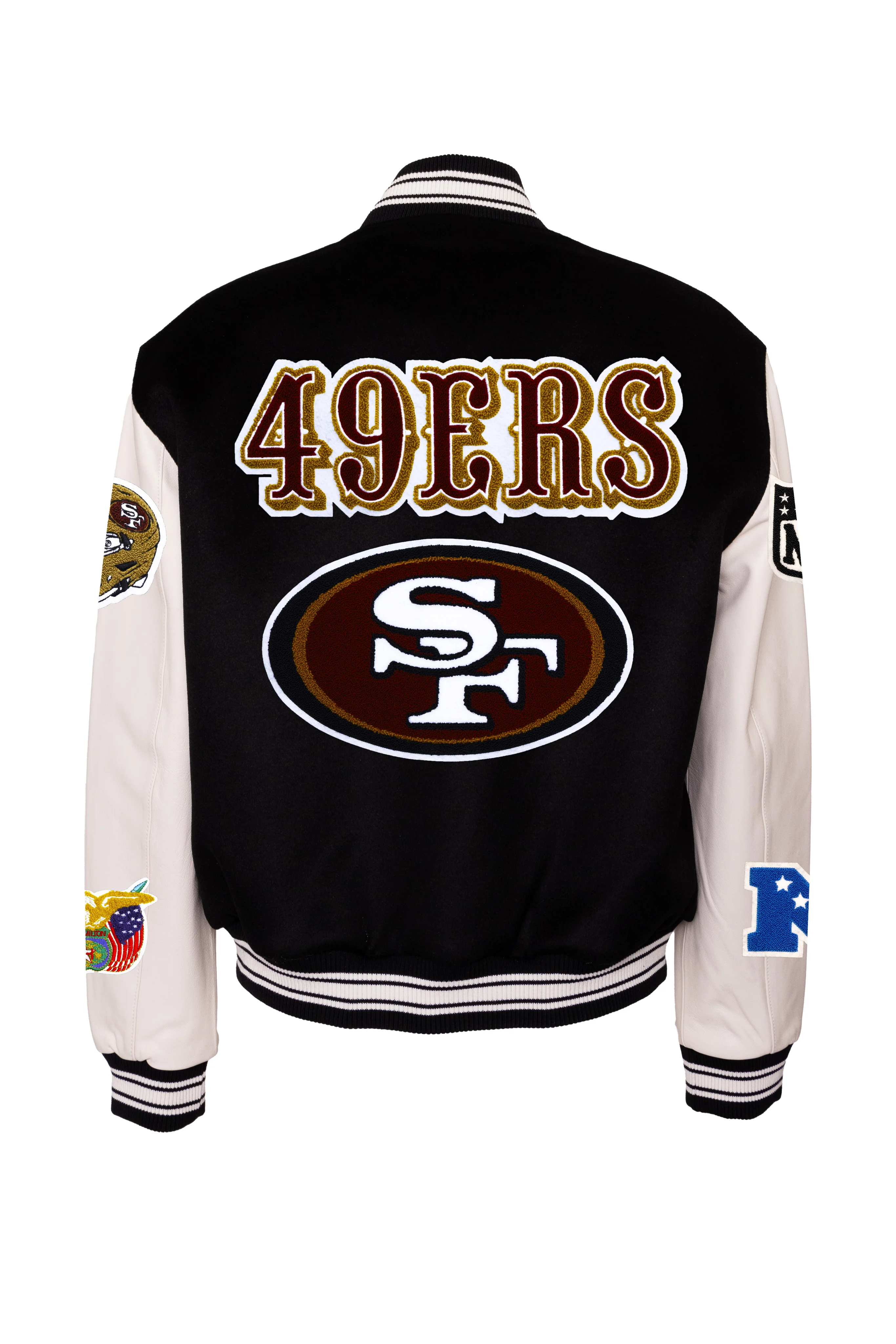 SAN FRANCISCO 49ERS WOOL & LEATHER VARSITY JACKET BLKWHT - AR