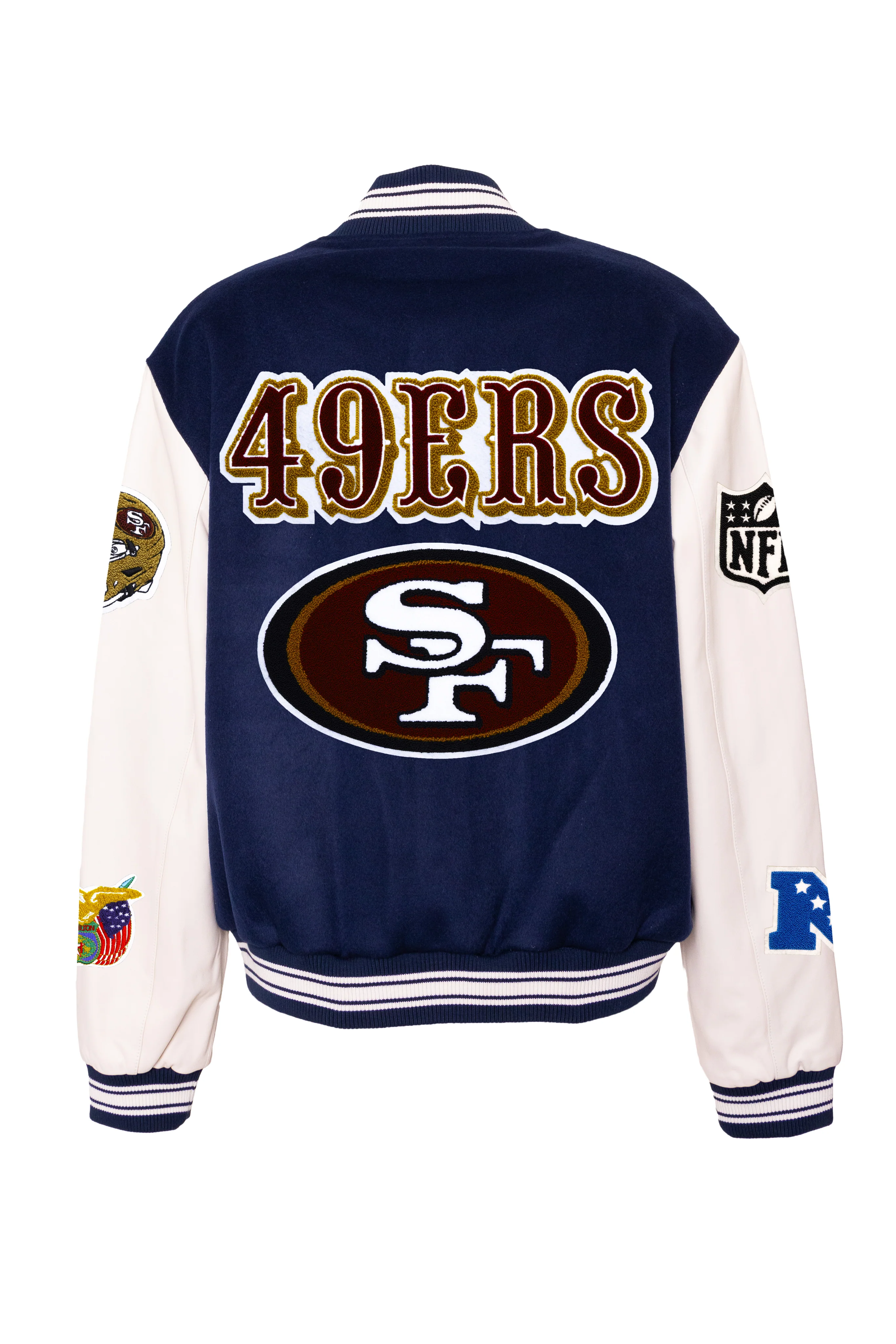 SAN FRANCISCO 49ERS WOOL & LEATHER VARSITY JACKET BLKWHT - AR - Image 3