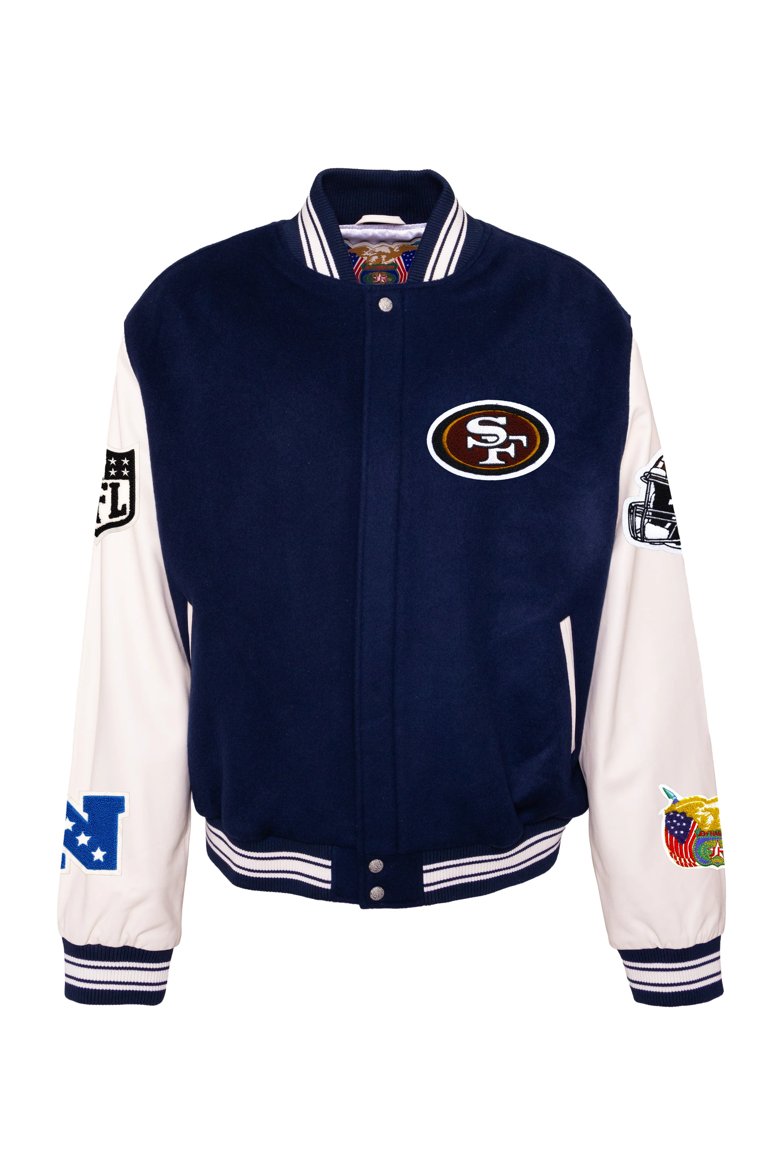 SAN FRANCISCO 49ERS WOOL & LEATHER VARSITY JACKET BLKWHT - AR - Image 4