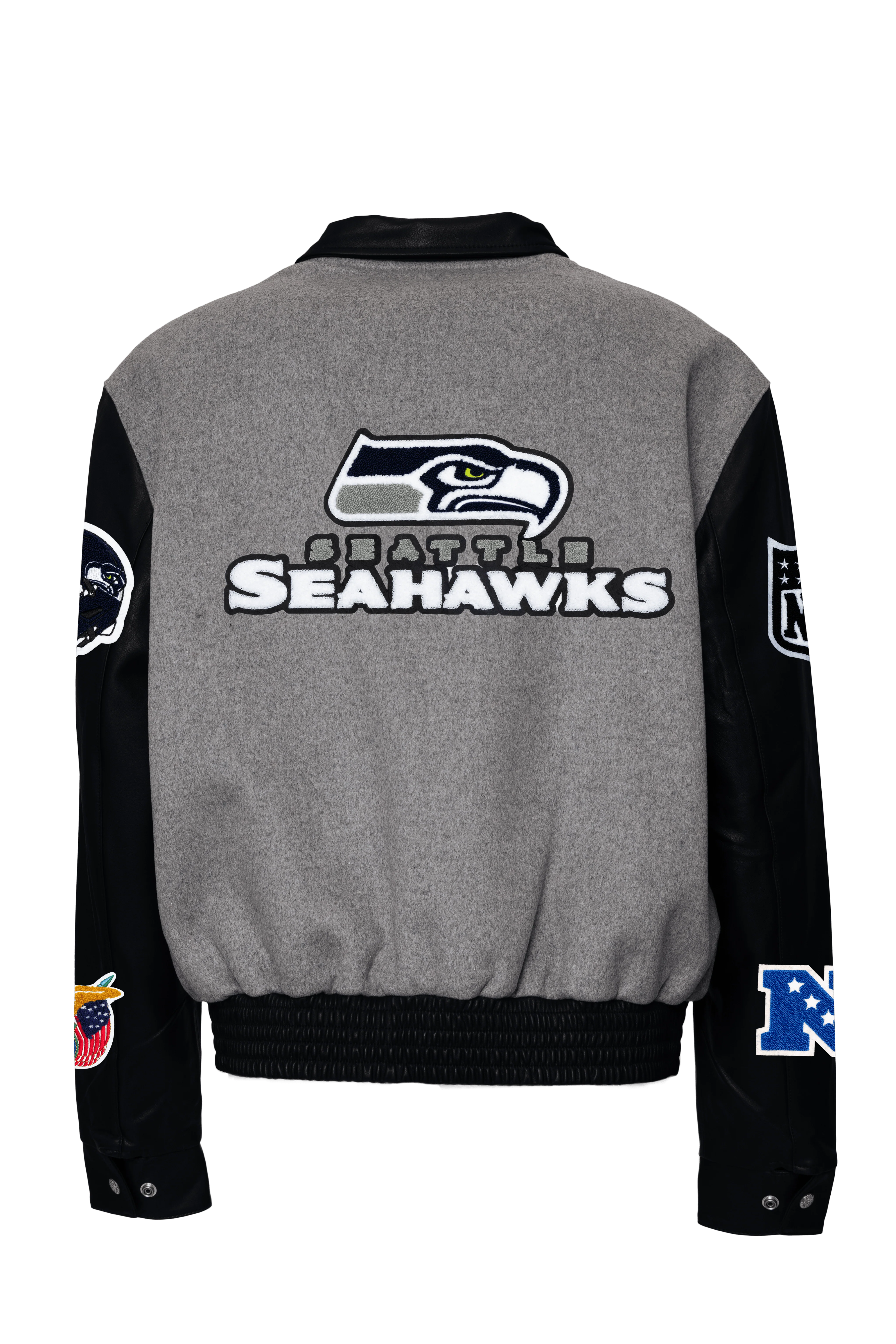 Seattle Seahawks Wool & Leather Jacket Black/Gray