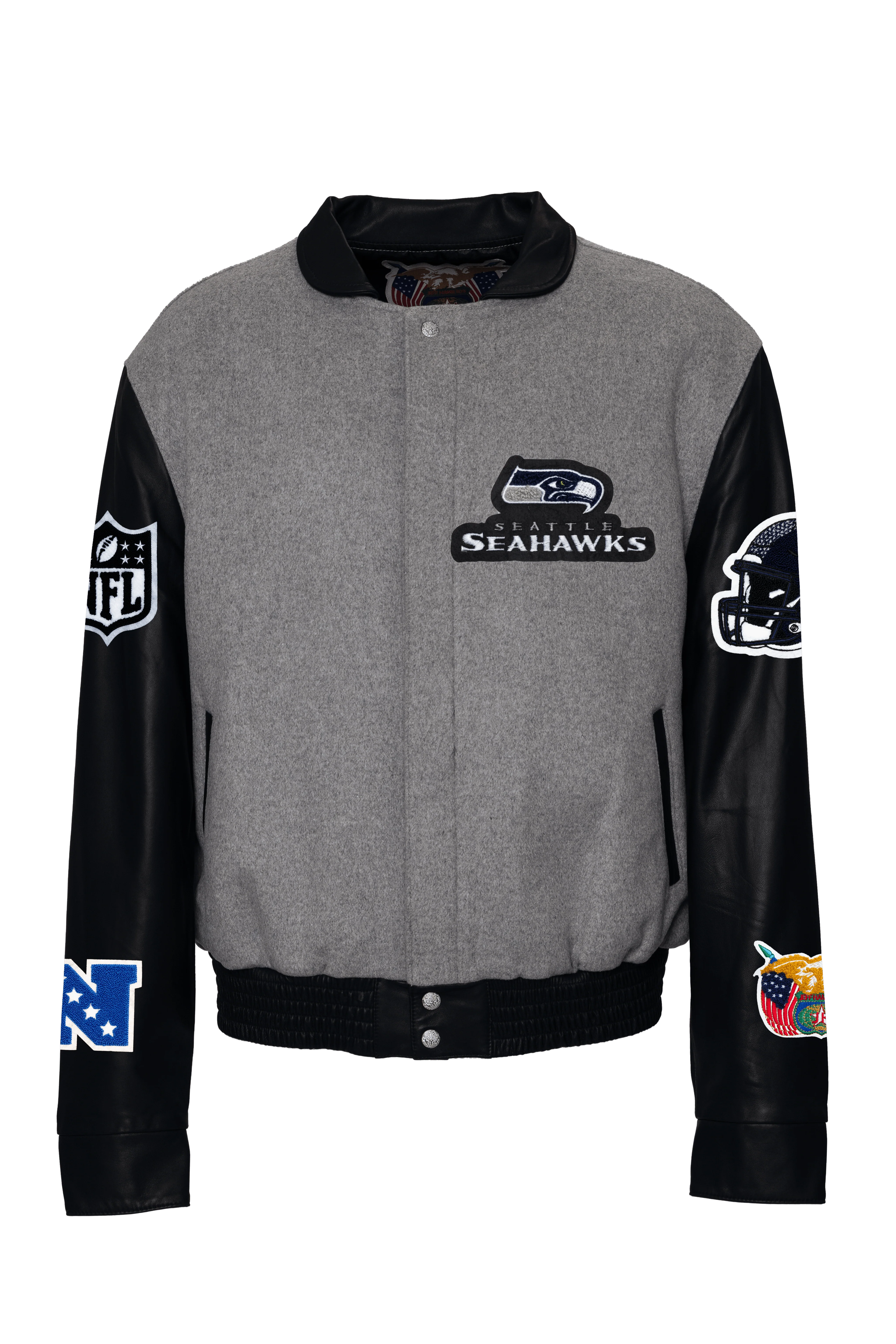 Seattle Seahawks Wool & Leather Jacket Black/Gray - Image 2