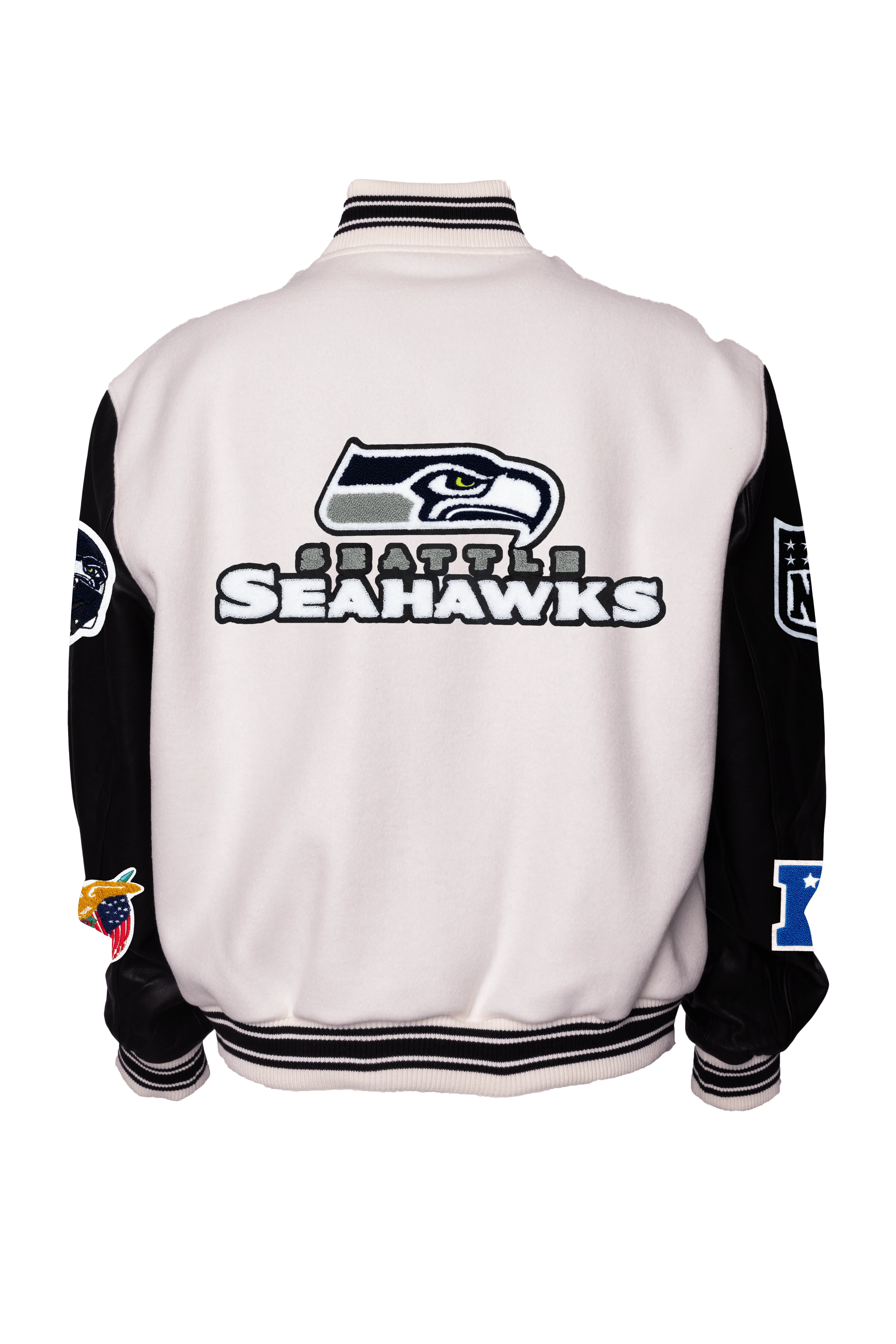 Seattle Seahawks Wool & Leather Jacket White/Black