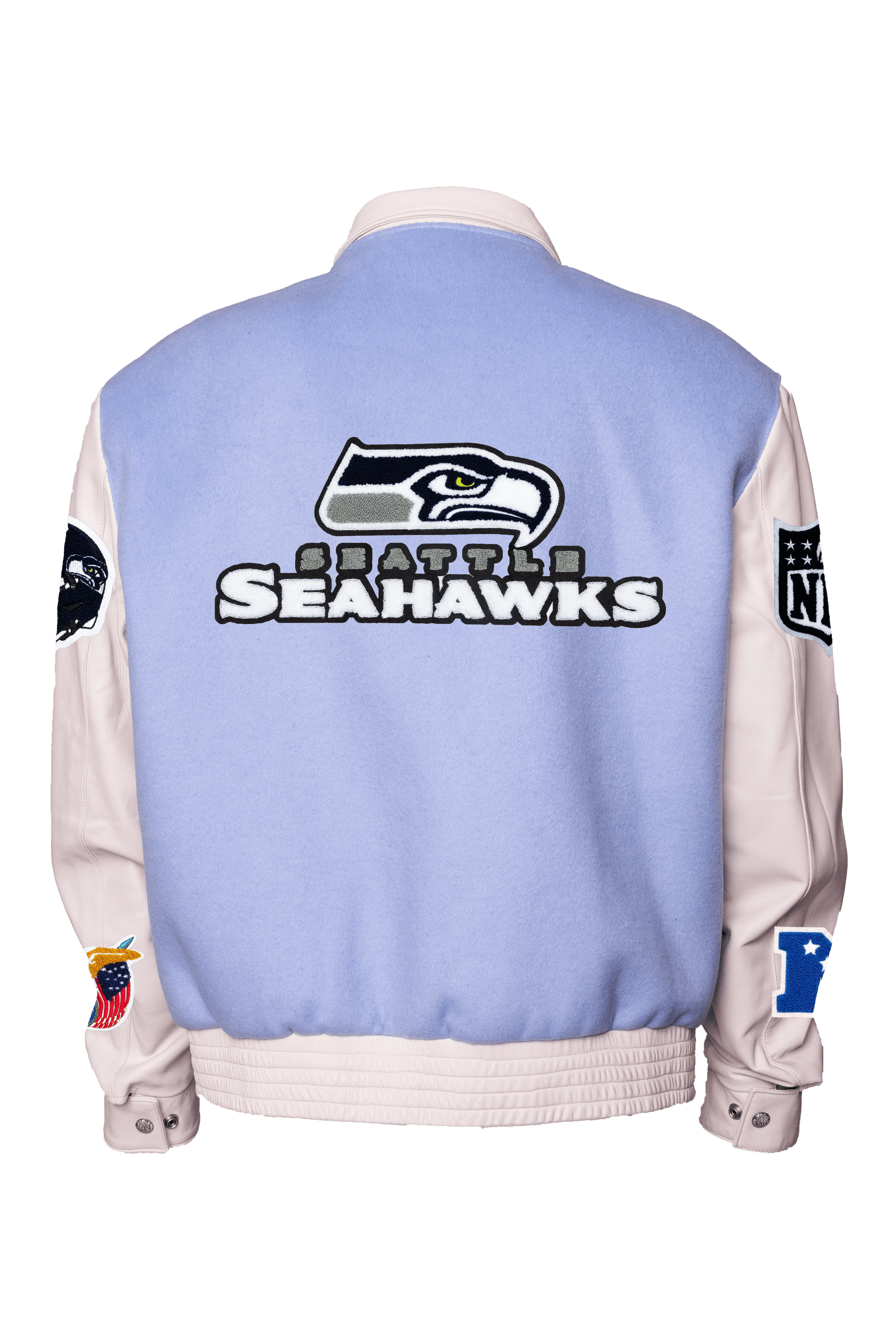 Seattle Seahawks Wool & Leather Jacket Light Blue/White