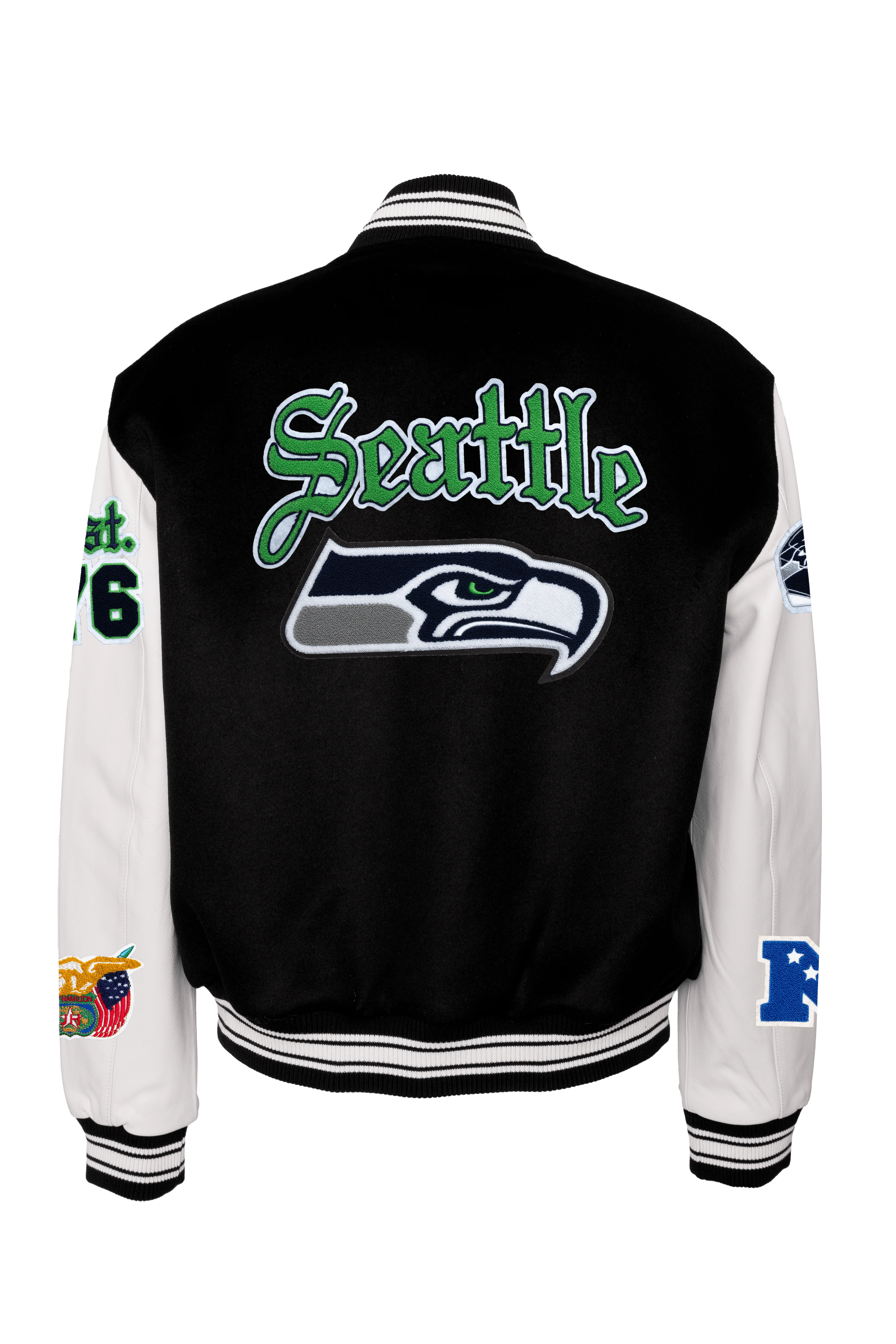 Seattle Seahawks Wool & Leather Old English Jacket Black/White
