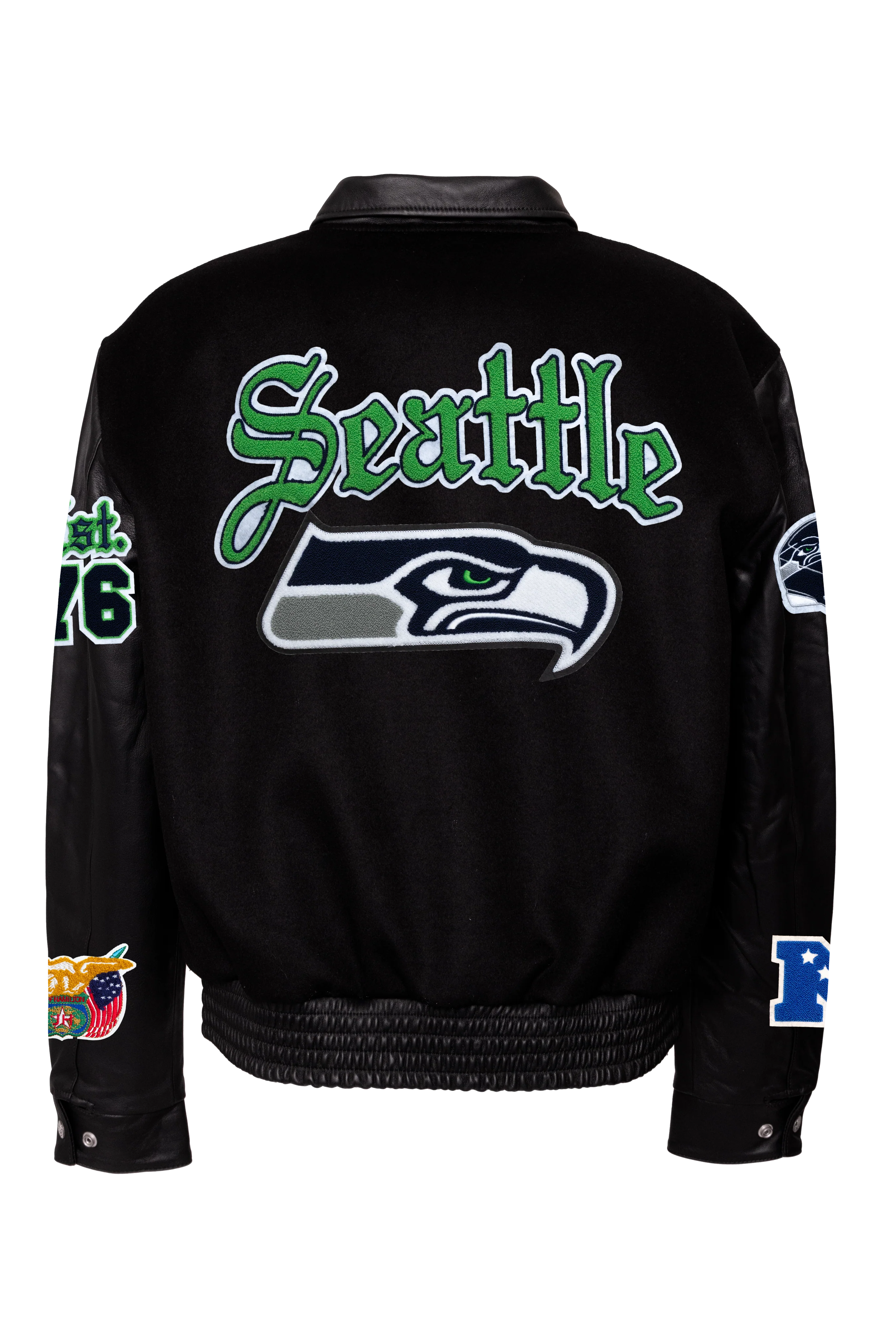 Seattle Seahawks Wool & Leather Old English Varsity Jacket ORDERS