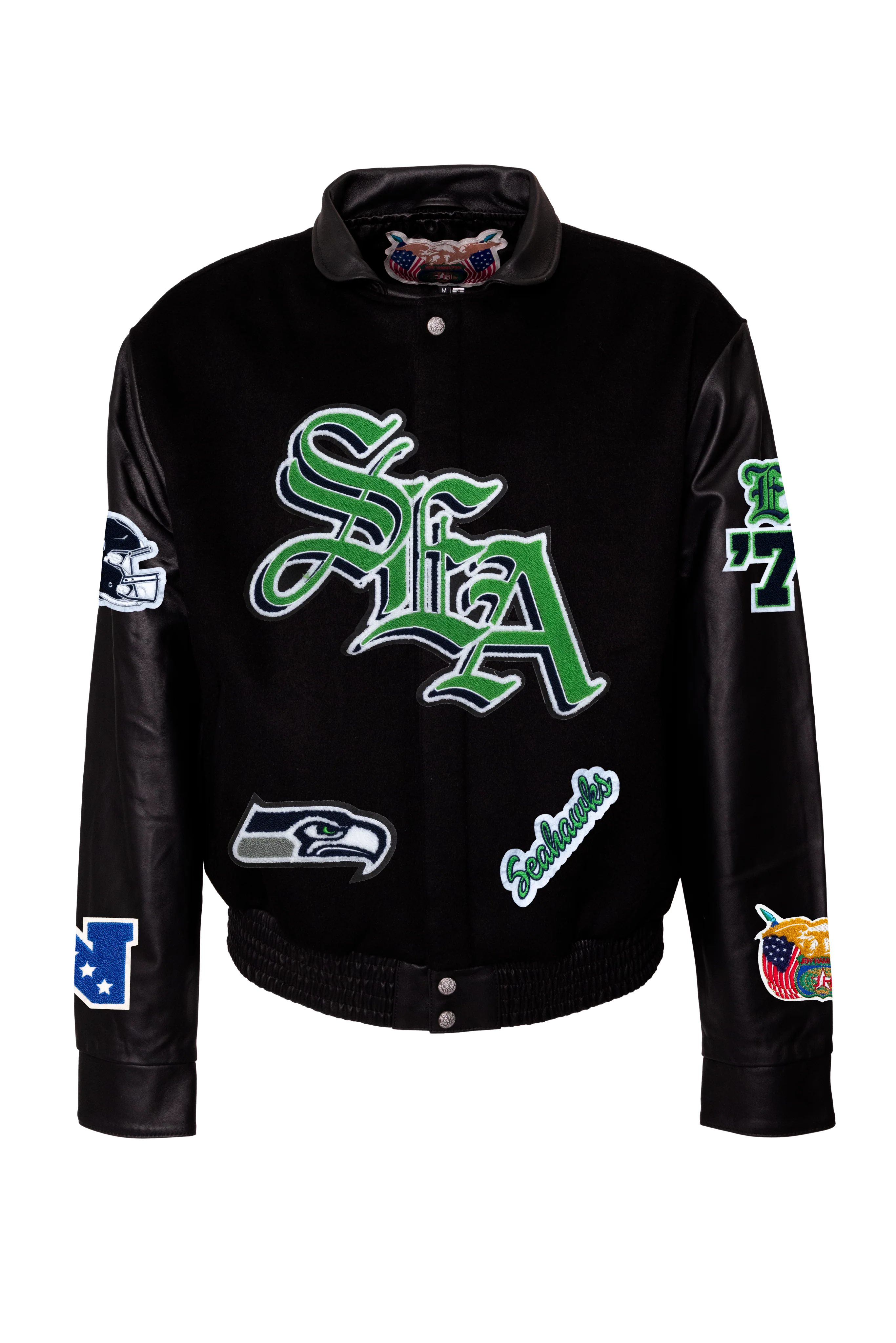 Seattle Seahawks Wool & Leather Old English Varsity Jacket ORDERS - Image 2