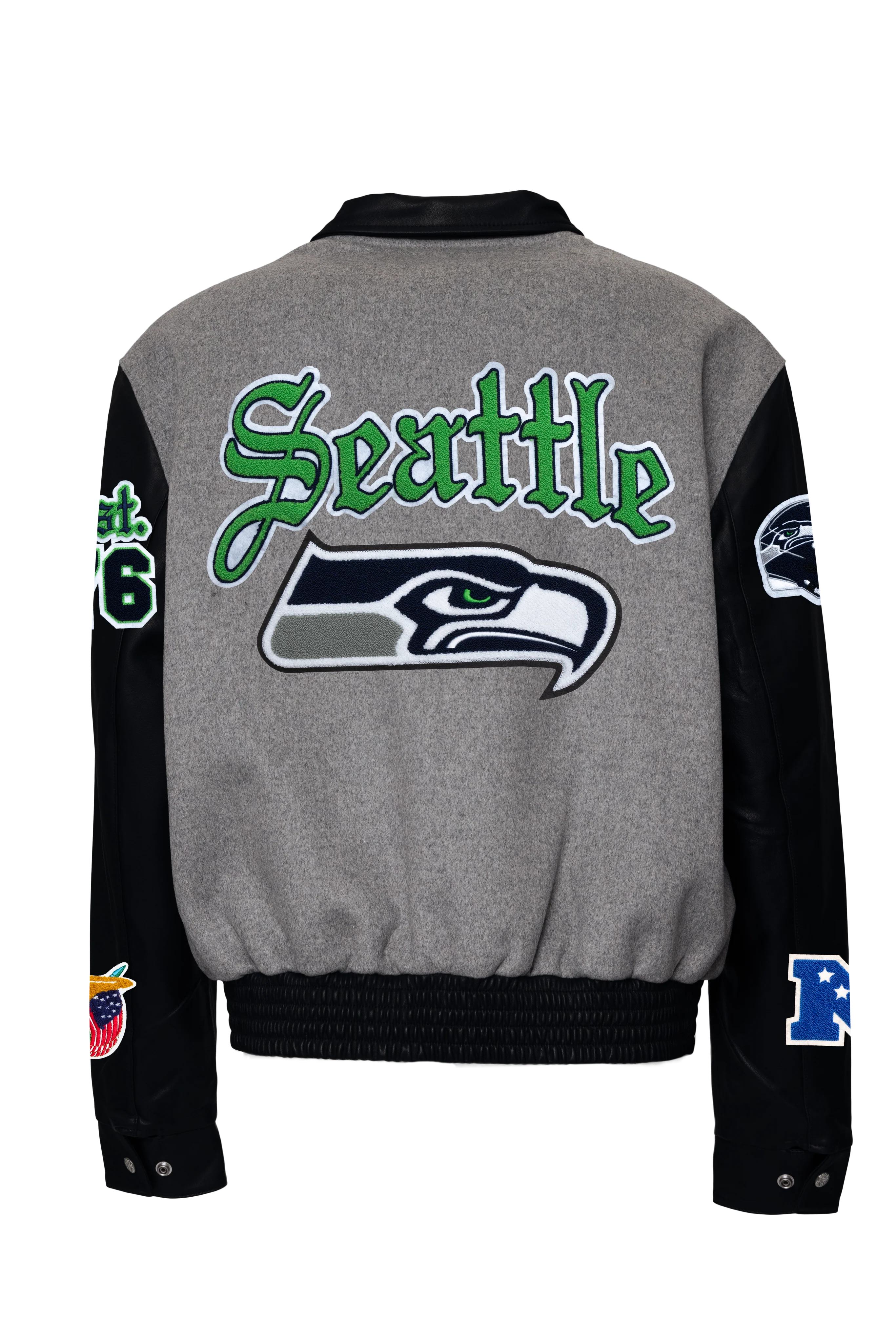 Seattle Seahawks Wool & Leather Old English Varsity Jacket ORDERS - Image 3