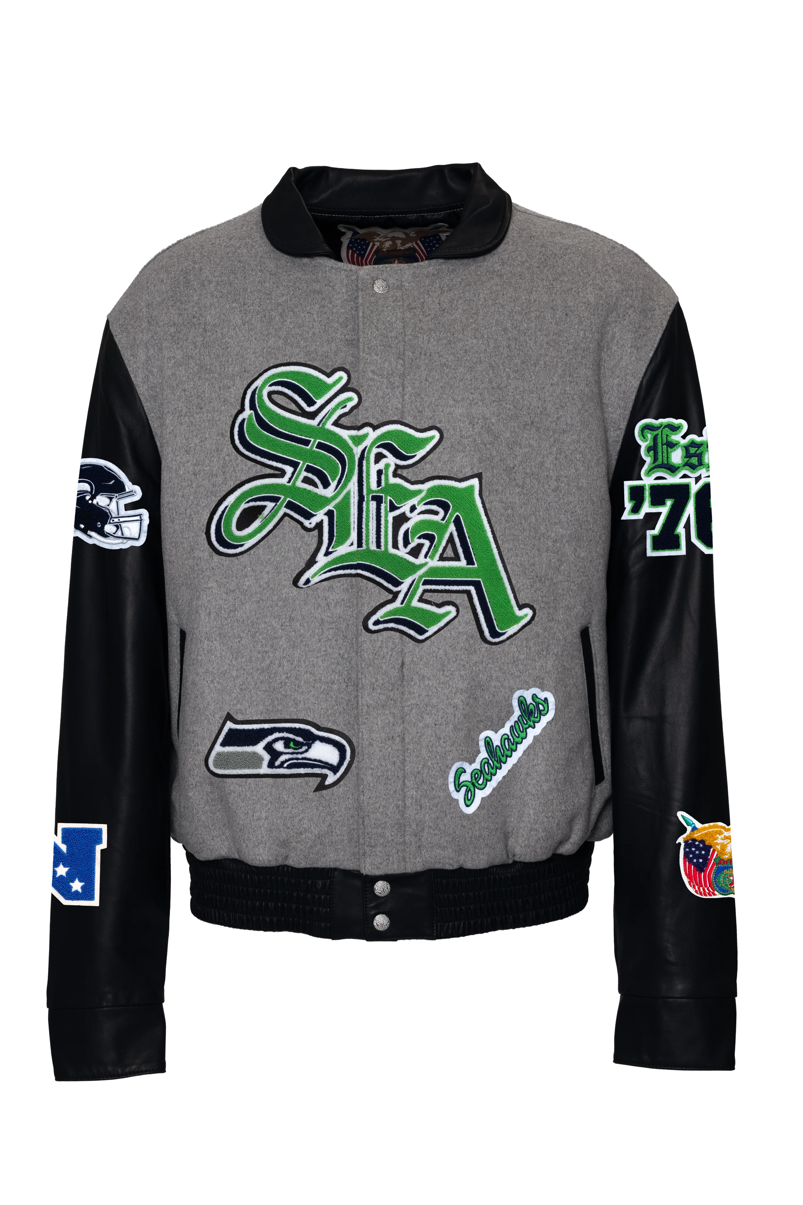 Seattle Seahawks Wool & Leather Old English Varsity Jacket ORDERS - Image 4
