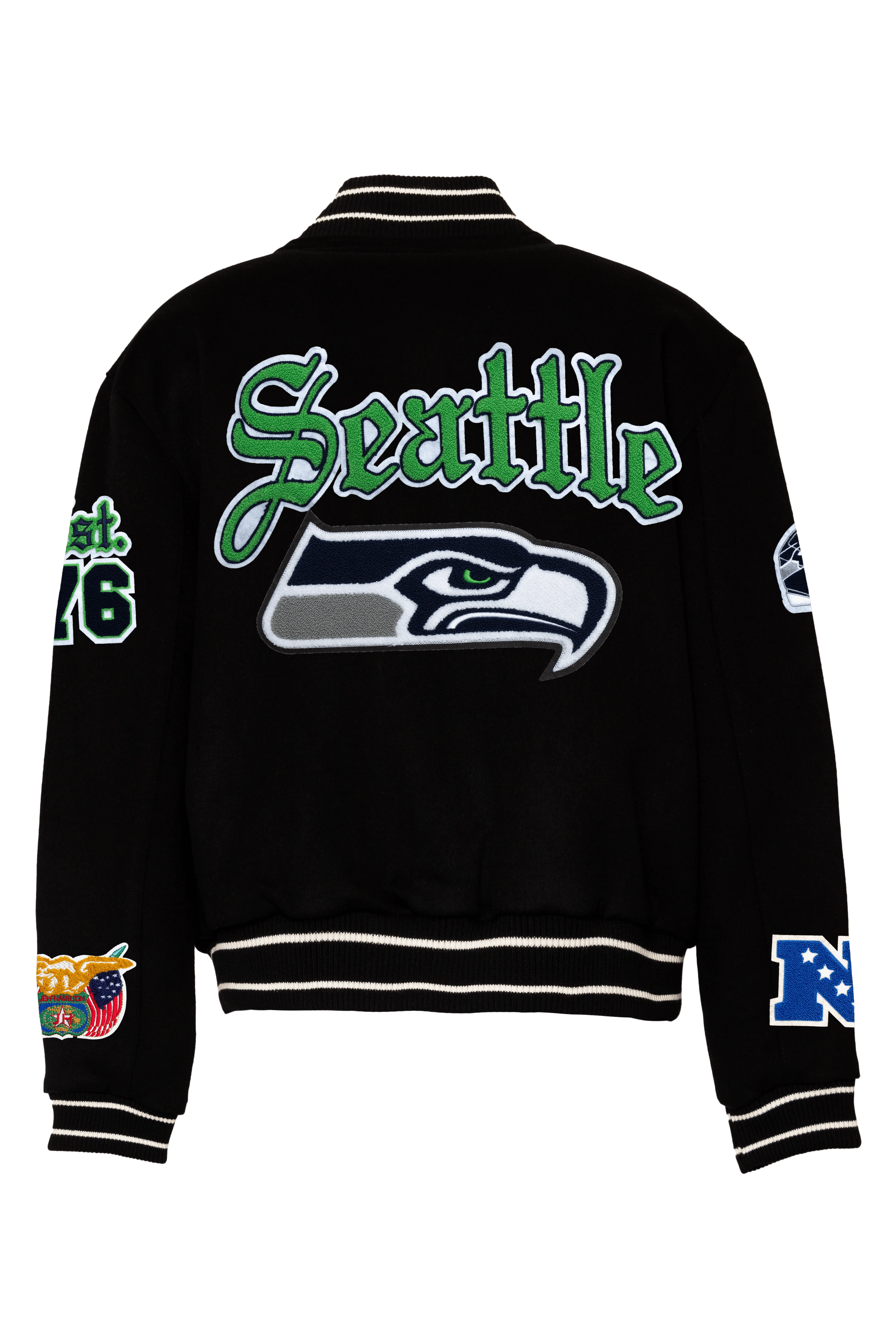 Seattle Seahawks Wool Old English Varsity Old English Jacket Black