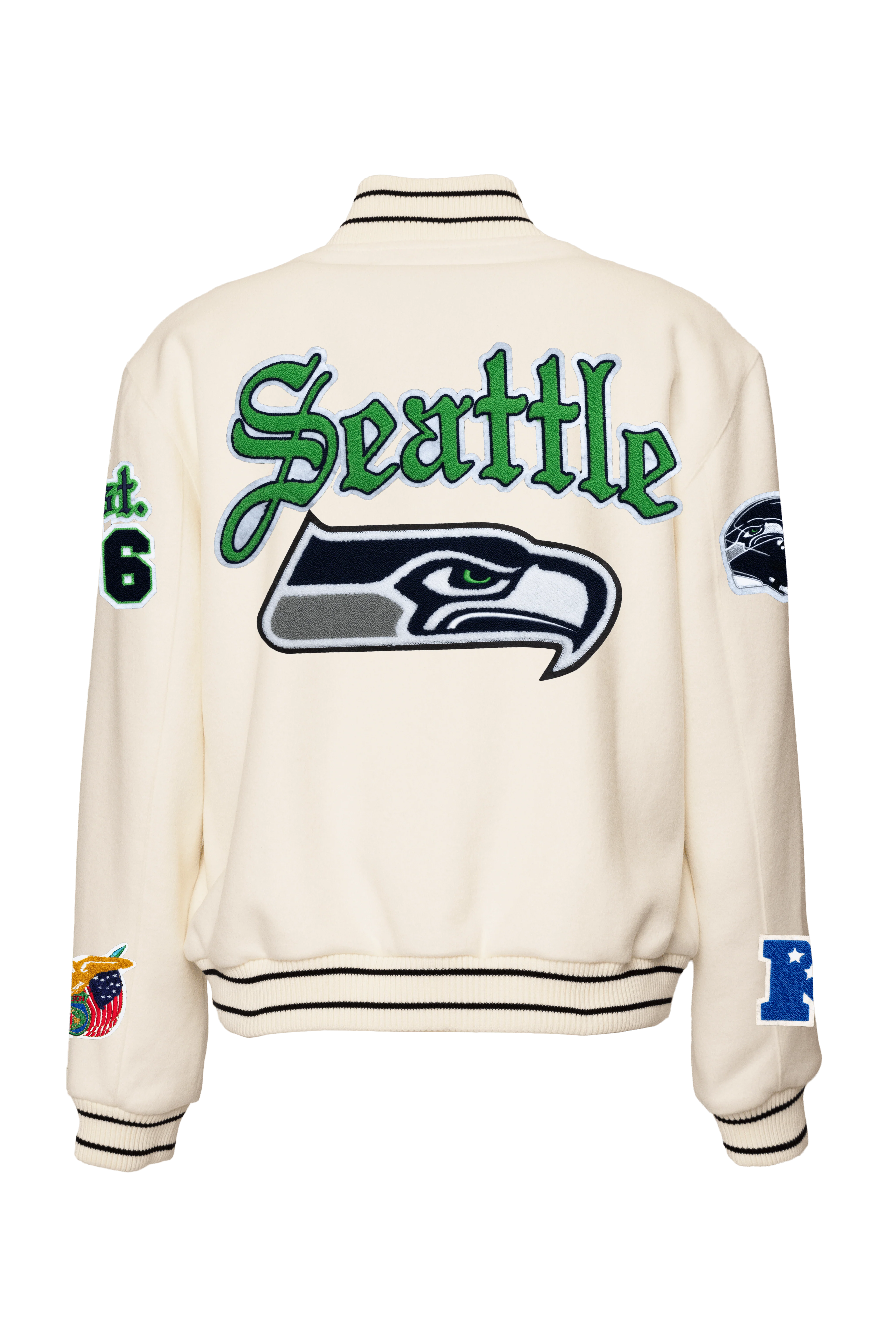 Seattle Seahawks Wool Varsity Old English Jacket White