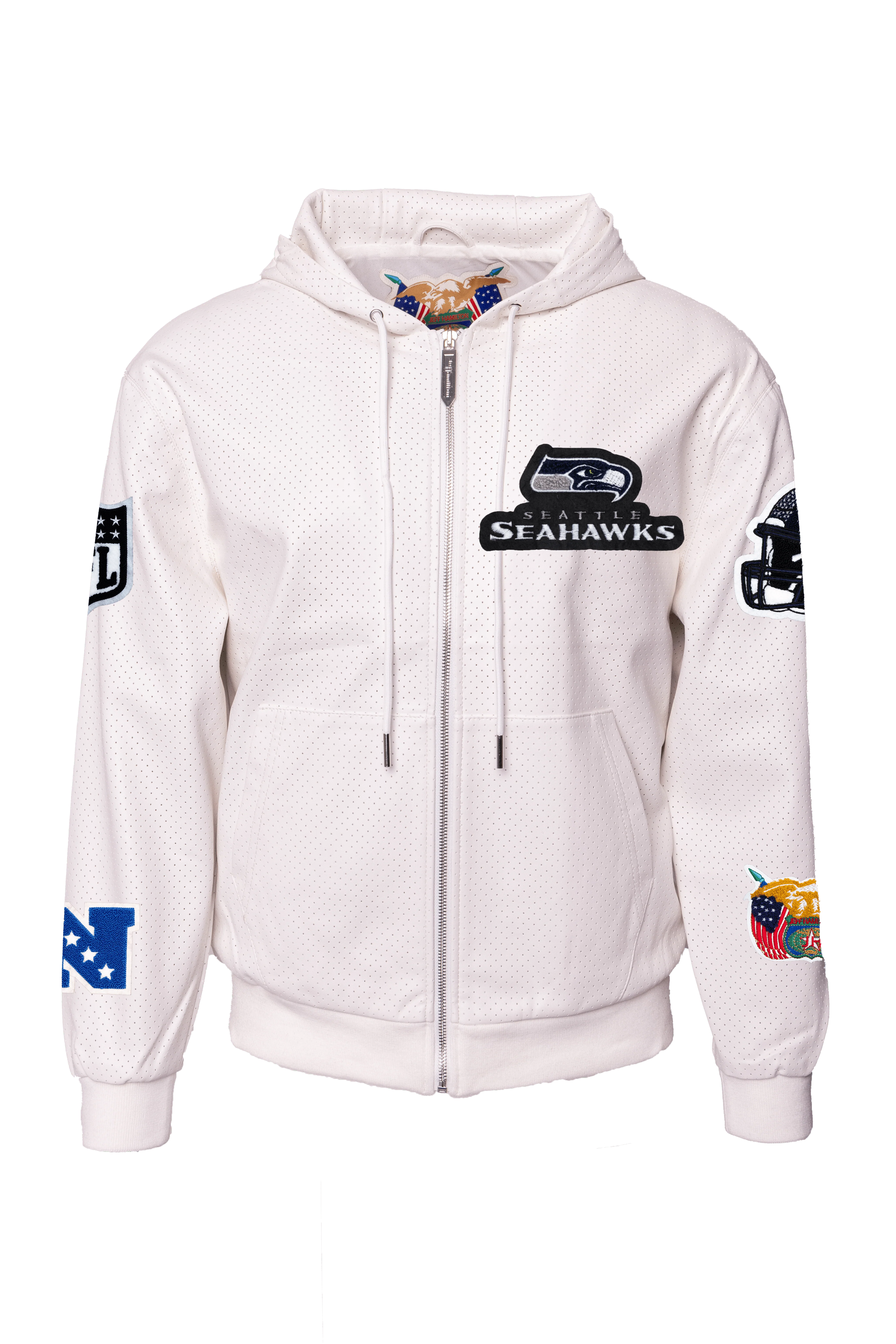 Seattle Seahawks Lightweight Vegan Zip-Up Hooded Jacket White