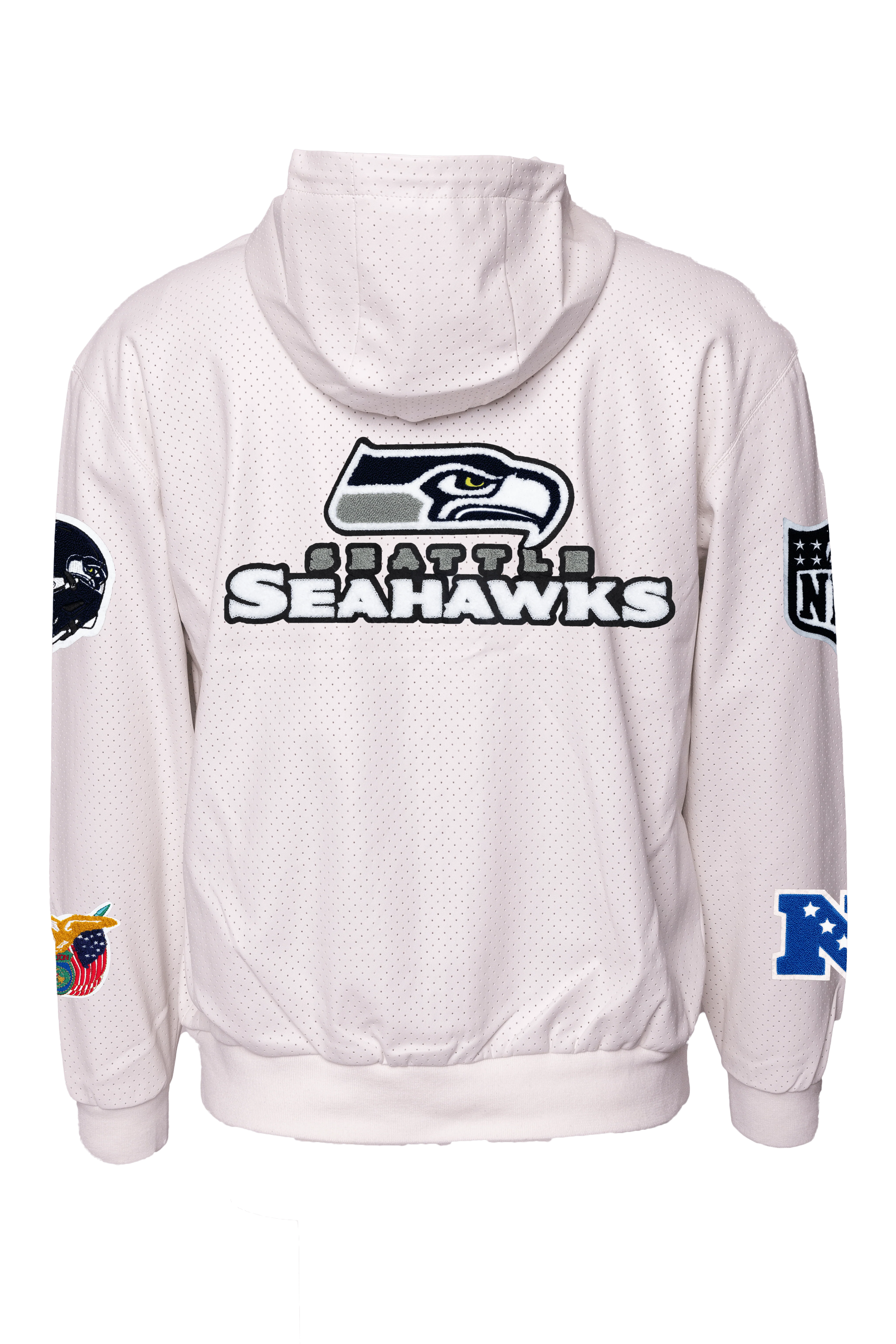 Seattle Seahawks Lightweight Vegan Zip-Up Hooded Jacket White - Image 2