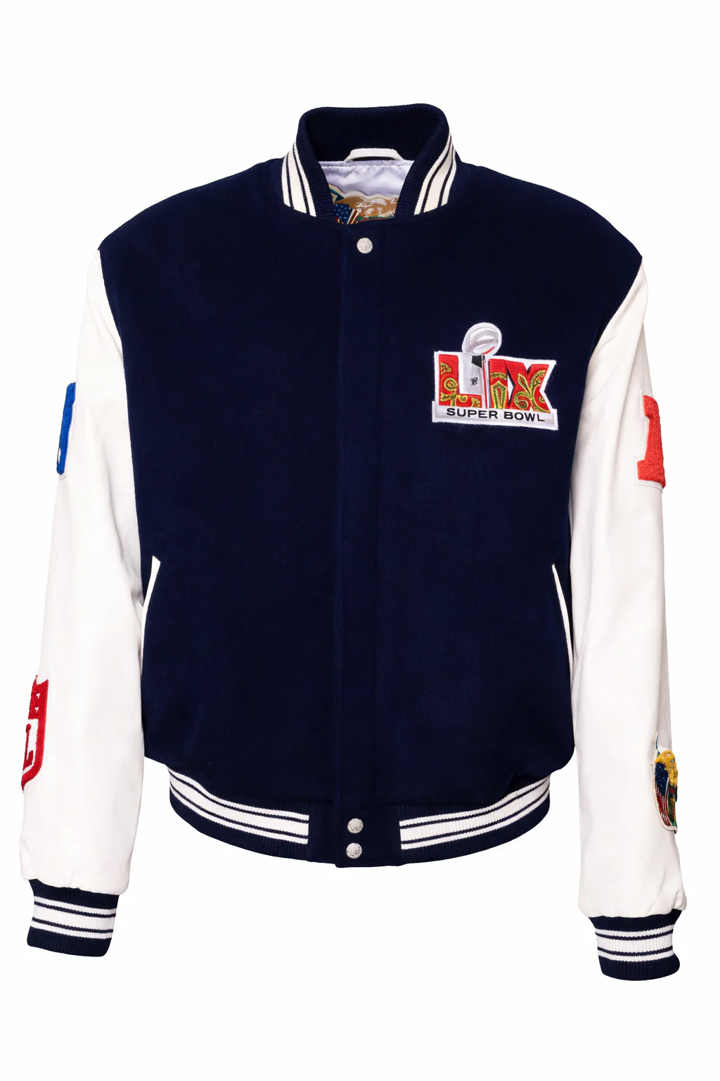 Super Bowl 2025 Wool & Leather Varsity Jacket NAVY/White AR