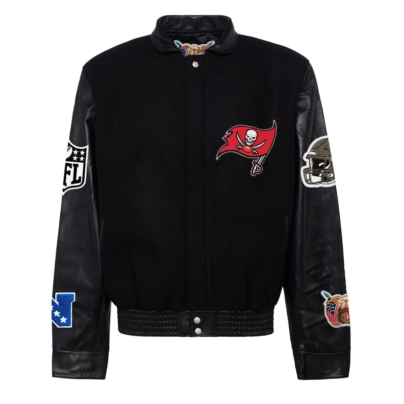 Tampa Bay Buccaneers Wool & Leather Varsity Jacket Black/Black - Image 2