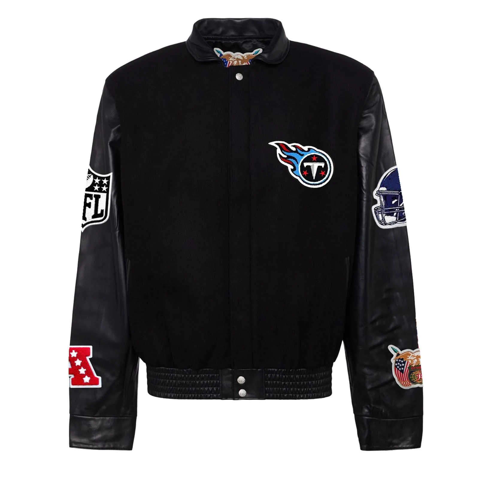 Tennessee Titans Wool & Leather Varsity Jacket Black/Black - Image 2