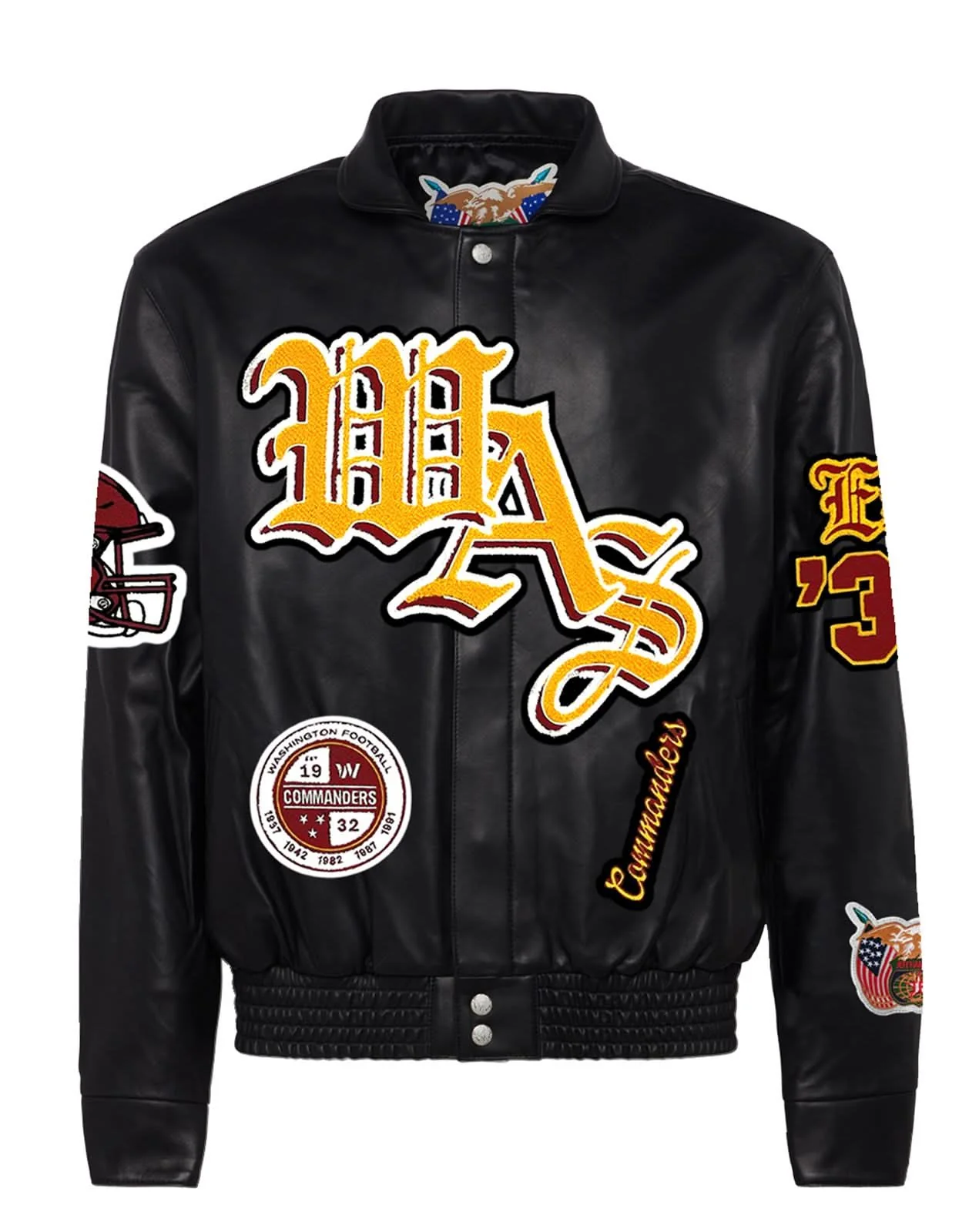 Washington Commanders Full Leather Old English Jacket Black - Image 2