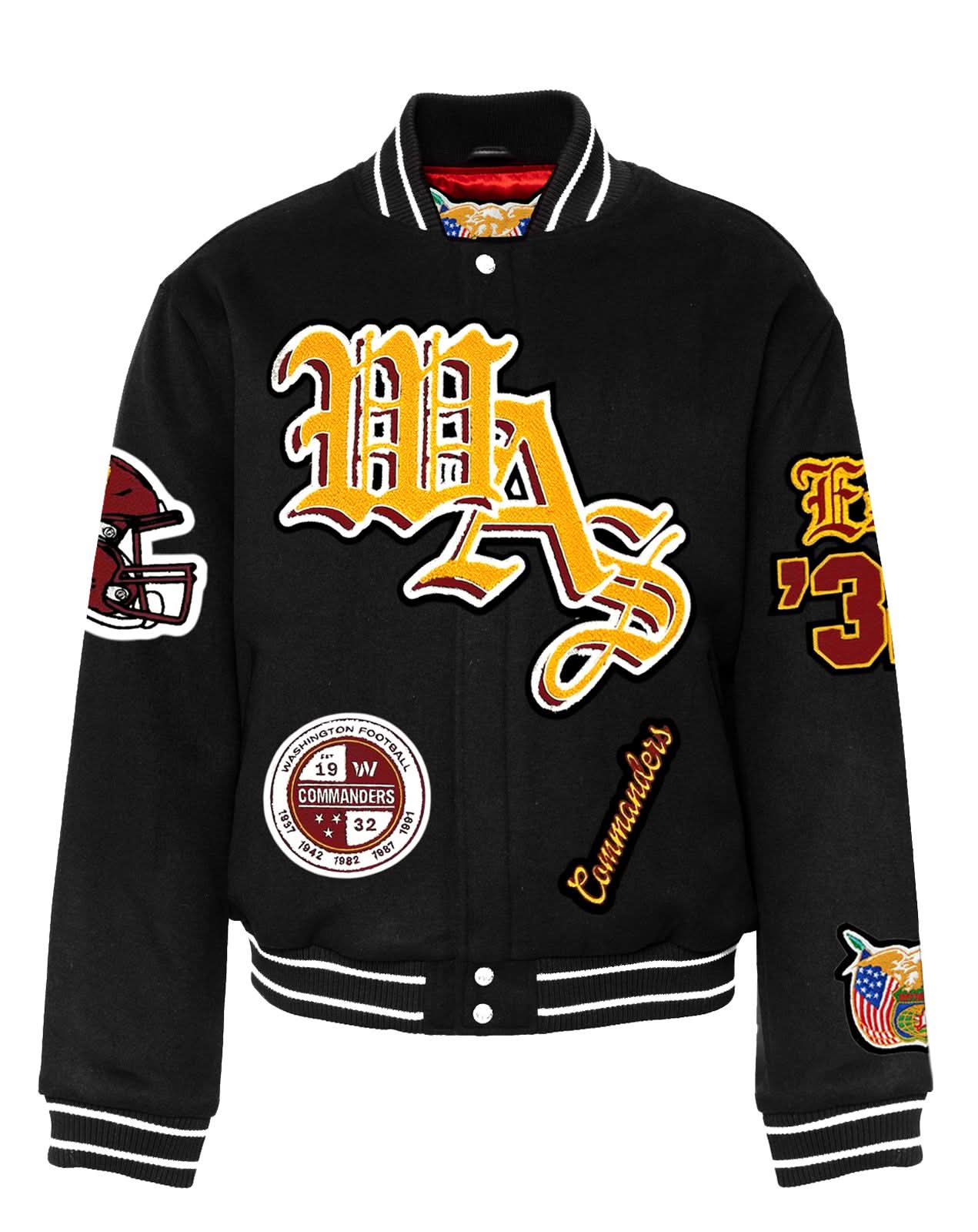 Washington Commanders Wool Old English Varsity Jacket Black