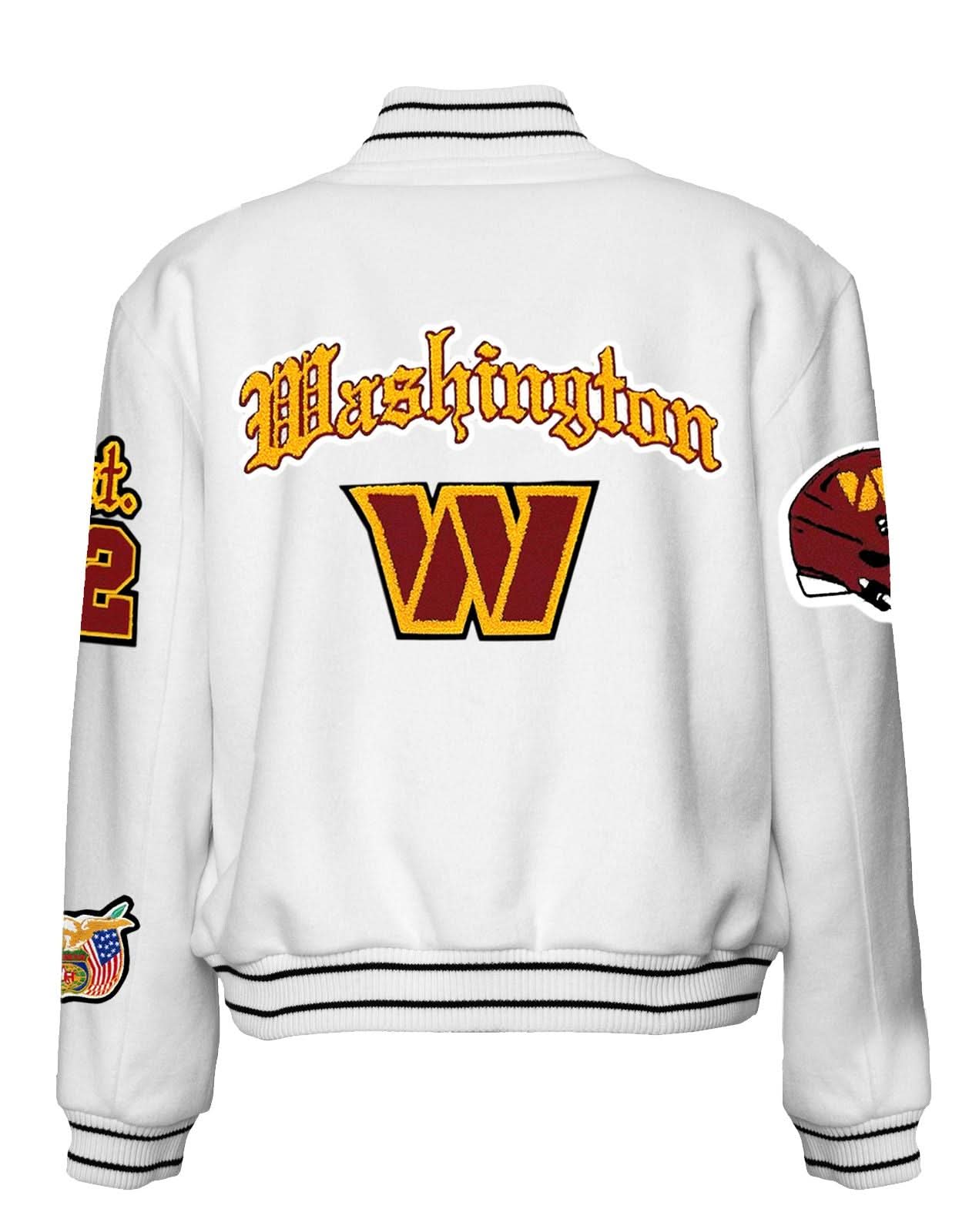 Washington Commanders Wool Old English Varsity Jacket White - Image 2